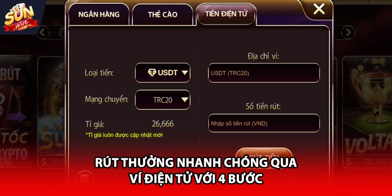 Rút thưởng nhanh chóng qua ví điện tử với 4 bước 